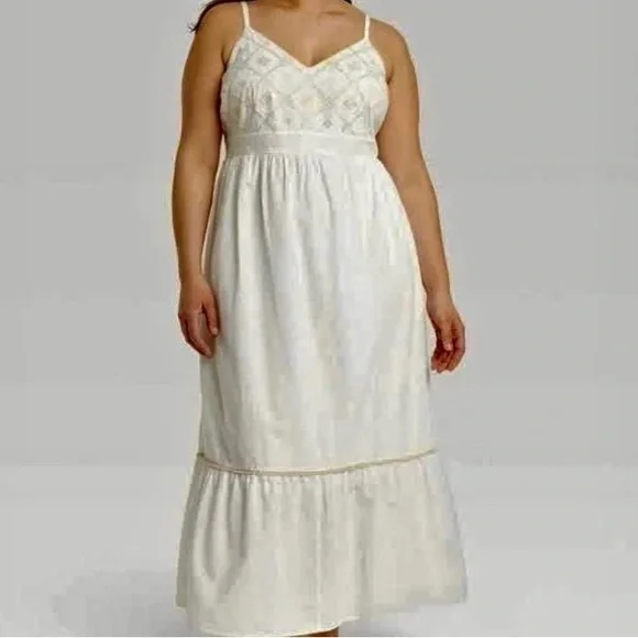Ava & Viv | Dresses | Ava Viv Embroidered Ivory Maxi Dress | Poshmark